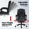 Artiss 2 Point Massage Office Chair PU Leather Footrest Black