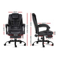 Artiss Massage Office Chair 2 Point PU Leather Footrest Black