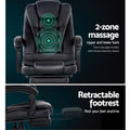 Artiss Massage Office Chair 2 Point PU Leather Footrest Black