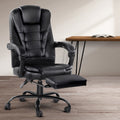 Artiss Massage Office Chair 2 Point PU Leather Footrest Black