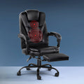 Artiss Massage Office Chair 2 Point PU Leather Footrest Black