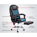 Artiss 8 Point Massage Office Chair PU Leather Black