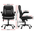 Artiss 2 Point Massage Office Chair Leather Mid Back Black