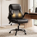 Artiss 2 Point Massage Office Chair Leather Mid Back Black