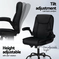 Artiss Massage Office Chair 2 Point Mid Back Leather Black