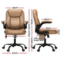 Artiss 2 Point Massage Office Chair Mid Back Leather Brown