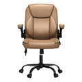 Artiss 2 Point Massage Office Chair Mid Back Leather Brown