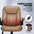 Artiss 2 Point Massage Office Chair Mid Back Leather Brown