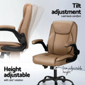 Artiss 2 Point Massage Office Chair Mid Back Leather Brown