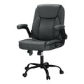 Artiss 2 Point Massage Office Chair Leather Grey Mid Back