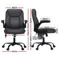 Artiss 2 Point Massage Office Chair Leather Grey Mid Back