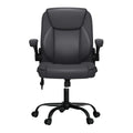 Artiss 2 Point Massage Office Chair Leather Grey Mid Back