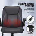 Artiss 2 Point Massage Office Chair Leather Grey Mid Back