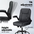 Artiss 2 Point Massage Office Chair Leather Grey Mid Back