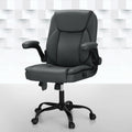 Artiss 2 Point Massage Office Chair Leather Grey Mid Back