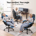 Artiss 2 Point Massage Gaming Office Chair Footrest Cyan Blue