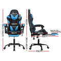 Artiss Gaming Office Chair Massage 2 Point Footrest Cyan Blue