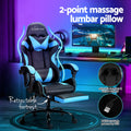Artiss Gaming Office Chair Massage 2 Point Footrest Cyan Blue