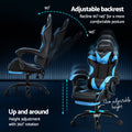 Artiss Gaming Office Chair Massage 2 Point Footrest Cyan Blue