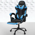 Artiss Gaming Office Chair Massage 2 Point Footrest Cyan Blue