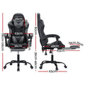 Artiss 2 Point Massage Gaming Office Chair Footrest Grey