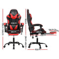 Artiss Massage Gaming Office Chair 2 Point Red Footrest