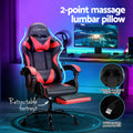 Artiss Massage Gaming Office Chair 2 Point Red Footrest