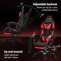 Artiss Massage Gaming Office Chair 2 Point Red Footrest