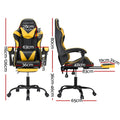 Artiss Gaming Office Chair 2 Point Massage Yellow Footrest