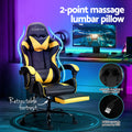 Artiss Gaming Office Chair 2 Point Massage Yellow Footrest