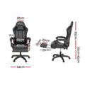 Artiss Gaming Office Chair Massage 6 Point LED Footrest Black
