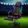 Artiss Gaming Office Chair Massage 6 Point LED Footrest Black