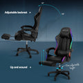 Artiss Gaming Office Chair Massage 6 Point LED Footrest Black