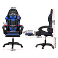 Artiss Gaming Office Chair 6 Point Massage 7 LED Footrest Blue