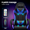Artiss Gaming Office Chair 6 Point Massage 7 LED Footrest Blue