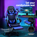 Artiss Gaming Office Chair 6 Point Massage 7 LED Footrest Blue