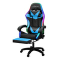 Artiss Gaming Chair 6 Point Massage LED Footrest Cyan Blue