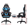 Artiss Gaming Chair 6 Point Massage LED Footrest Cyan Blue