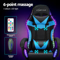 Artiss Gaming Chair 6 Point Massage LED Footrest Cyan Blue