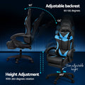 Artiss Gaming Chair 6 Point Massage LED Footrest Cyan Blue