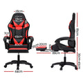 Artiss Gaming Office Chair 6 Point Massage LED Footrest Red