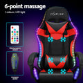 Artiss Gaming Office Chair 6 Point Massage LED Footrest Red