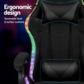 Artiss Gaming Chair 12 RGB LED Massage Footrest Black