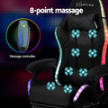 Artiss Gaming Chair 12 RGB LED Massage Footrest Black