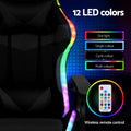 Artiss Gaming Chair 12 RGB LED Massage Footrest Black