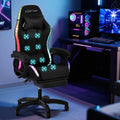 Artiss Gaming Chair 12 RGB LED Massage Footrest Black
