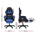 Artiss Gaming Chair 12 RGB LED Massage Footrest Blue Computer