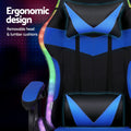 Artiss Gaming Chair 12 RGB LED Massage Footrest Blue Computer