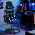 Artiss Gaming Chair 12 RGB LED Massage Footrest Blue Computer