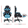 Artiss Gaming Office Chair RGB LED Massage Footrest Cyan